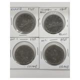 4x 1968 Island Version Canadian Dollar Coins