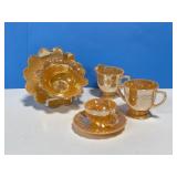 6pcs Fire-King Orange Lusterware