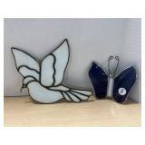 2pcs Stained Glass - Dove and Butterfly
