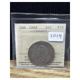 1948 (I.C.C.S. F15) Canadian Silver 50 Cent