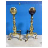 Brass Fire Dogs, 18 In. Tall