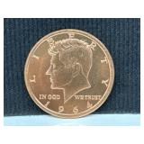 USA 1oz AVDP .999 Fine Copper 1964 Liberty Coin