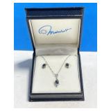 14 kt (585) Italy White Gold Blue Sapphire and