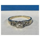 14 kt and 18 kt Gold Diamond Ring Size 6 1/2