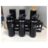 3 gift water bottles, plastic trays