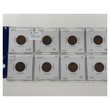8x 1947 Canadian One Cent Coins with Varieties