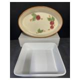 Two Baking Dishes, Oval ï¿½Franciscanï¿½ and White