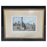 Framed Watercolour ' Giovanni Gallo ' (Italian