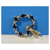 14 kt Gold 7 Marquis Blue Sapphires & 7 Diamonds