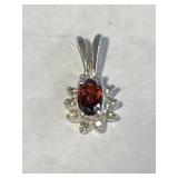 10 Kt White Gold Ruby & Diamond Pendant