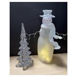 Glass Snowman & Christmas Tree