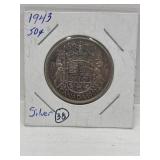 1943 Canadian Silver 50 Cent Coin