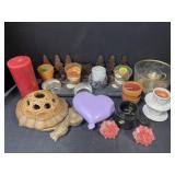 Various Candles and Candleholders