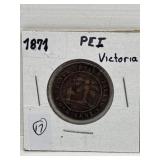 1871 P.E.I. One Cent Victoria Coin