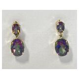 10 kt Gold Mystic Topaz Dangle Stud Earrings