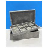Jewellery Box in Gray Suede-Like Material Made