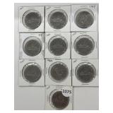 10x 1968 Canadian Dollar Coins