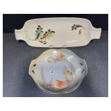 2 Serving Dishes - Oak Leaf and Flower