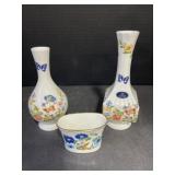 3pcs Aynsley Cottage Carden Vases