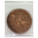 1953 Canadian One Cent Certified MS64 NSF, Red