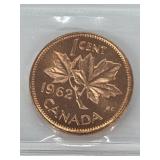 1962 Canadian One Cent Certified MS64 Hanging 2,