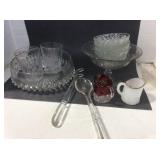 Tray, Etched Glassware , Center Piece Bowl Etc.