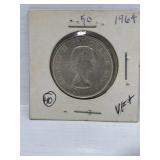 1964 Canadian Silver 50 Cent Coin Vf+