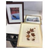 3 Pieces Of Framed Art, Largest 11 1/2 X 13 1/2