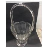 Etched Glass Basket Vase, 16 In. Tall