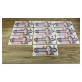 10x 1986 Canadian $2 Banknotes