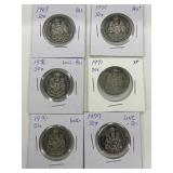 1969 / 1977 Canadian 50 Cent Coins Au - Bu