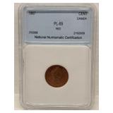 Certified 1967 Canadian One Cent PL69 Red