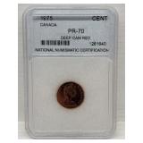 Certified 1975 Canadian Once Cent PR70 Deep Cameo