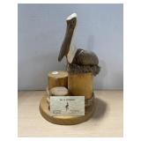 Wood Hand Painted Hand Crafted Pelican Statue