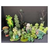 Collection of Ceramic & Plastic Frog Figurines