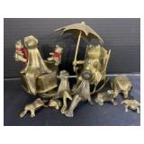 Brass Frog Figurines and Teddy Bear Musical