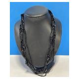 Vintage Black Jet 4 Strand Necklace with