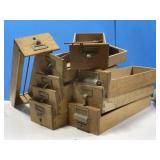 9 Antique Oak Card File Drawers