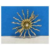 Coro Goldtone Metal Round Floral Form Brooch