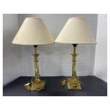 Pair of Table Lamps with Brass-like base, 16 '