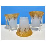 3 Vintage Glass Shades - Hand Painted