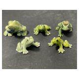 5 Miniature Ceramic Frogs,