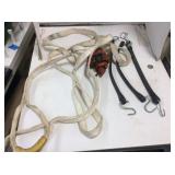 tray, various tie downs, tow strap