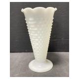 Hobnail Milk Glass Vase, 9.5 ' tall