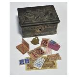 Decorative Tin Box With Various Tickets Inside