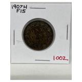 1907h  Cdn Large Cent- F15