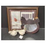 Framed Chicken Print by C.Marvin, 11.5 x 13.5 '  &