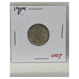 1904 Cdn Silver 10 Cents - F