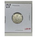 1915 Cdn Silver 10 Cents - Vf