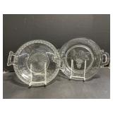 2 Pressed Glass Double Handled Plates